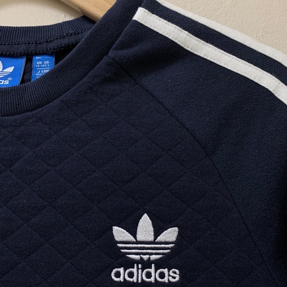 Adidas Originals Kids Quilted Crew Sweatshirt - Navy - Picture 3 of 7